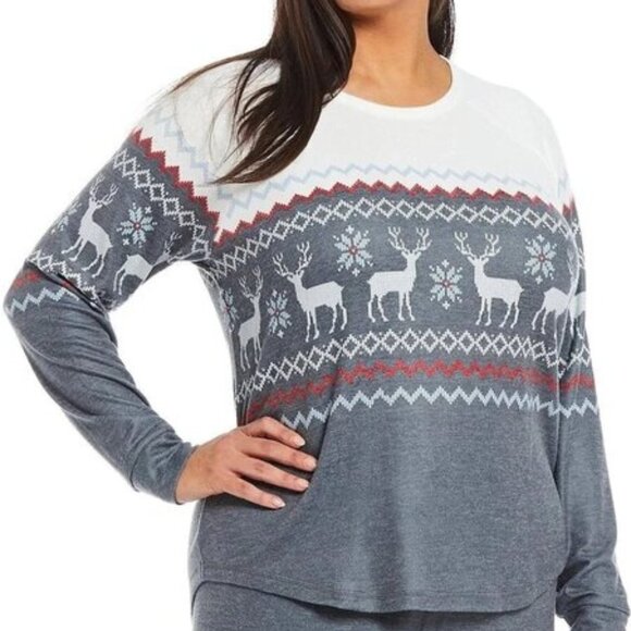 P.J. Salvage Other - NEW! P.J. Salvage Fair Isle Print Knit Lounge Long Sleeve Top Size XL